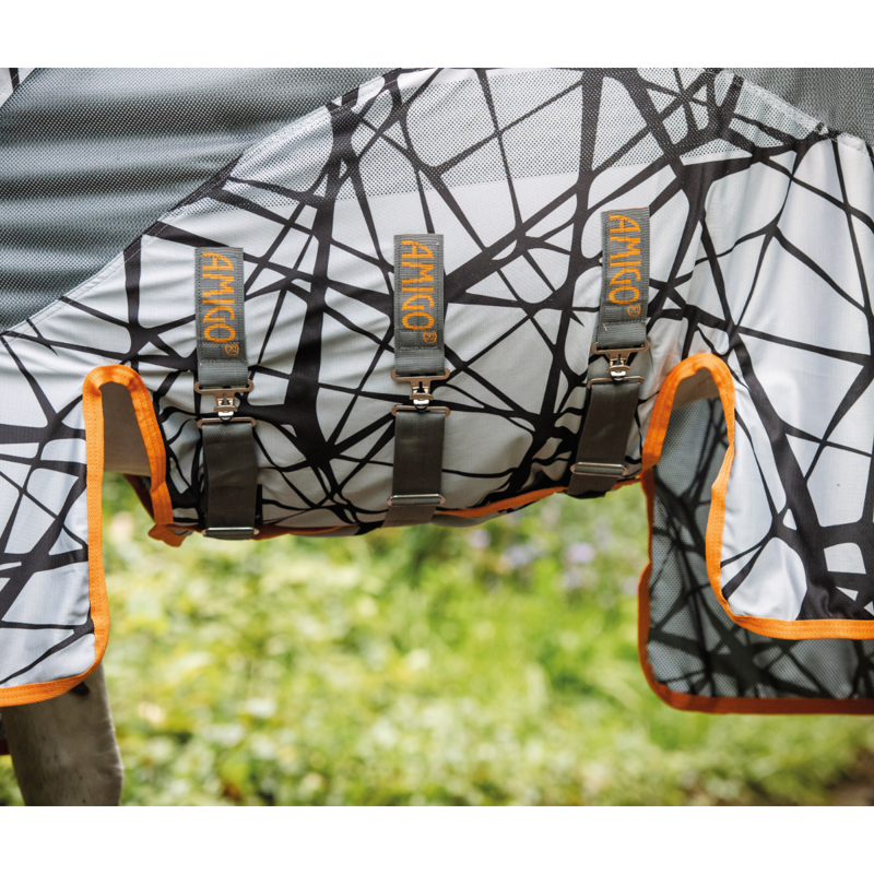 Amigo Camofly Detach-A-Neck Fly Rug - Grey/Orange -2